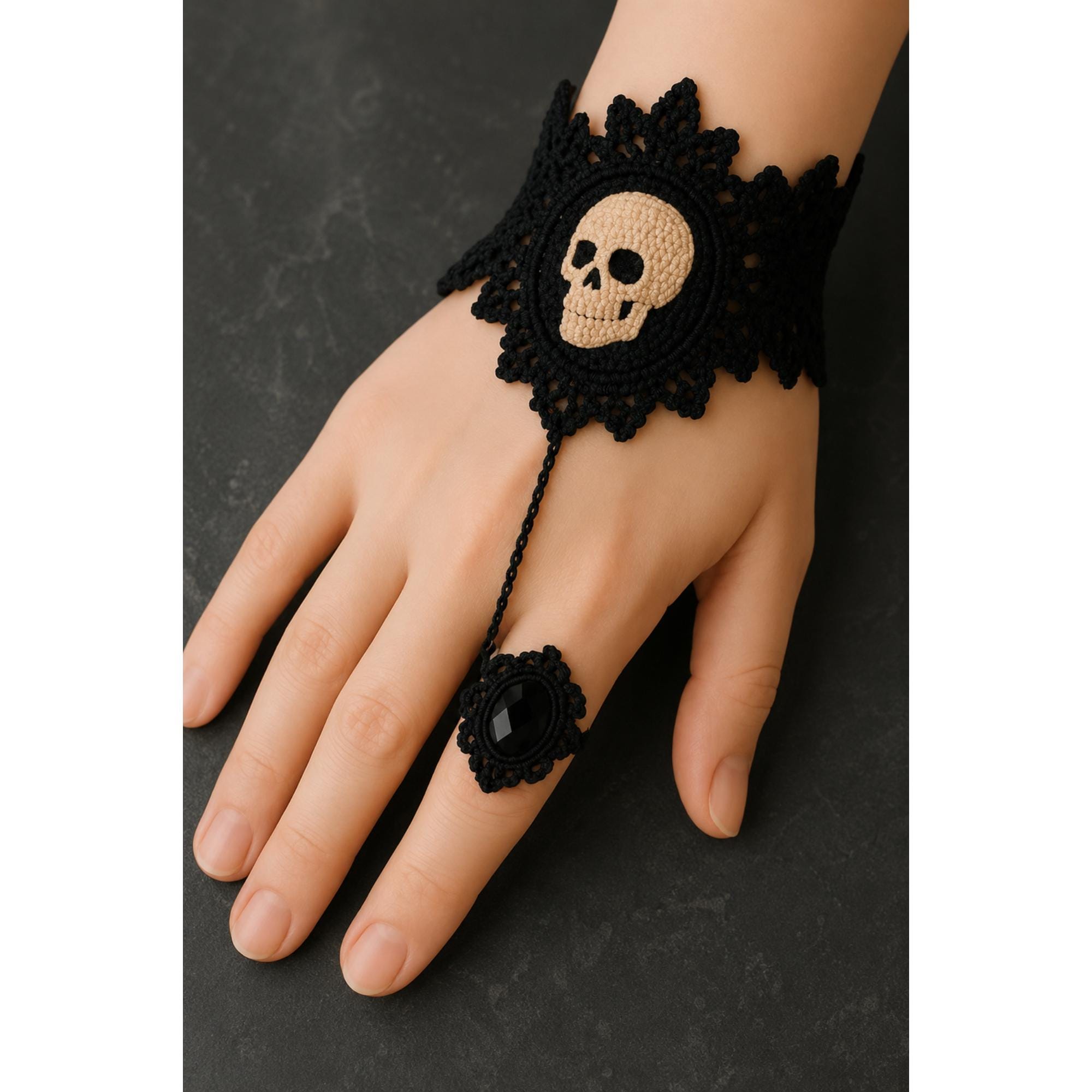 39 Skull Crochet Patterns for Halloween, Gothic Decor, and Creepy-Cute Gifts 38 Gothic Skull Hand Harness