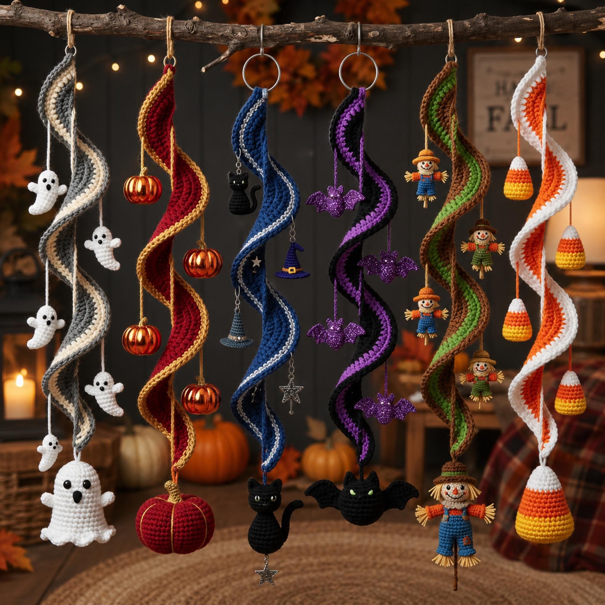Ghost, Pumpkin, and Bat Halloween Spiral