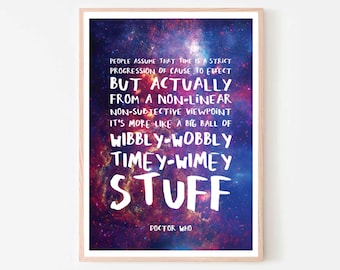 Dr Who Zitat Print, Wackelige Wackelige Timey Wimey TV Zitat Kunst (digitaler Download)