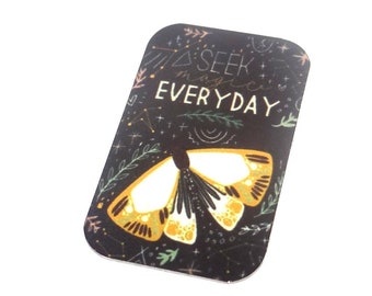 Faux Tin Quote Moth Pendant Handmade 32mm 1.25" MSR5-2