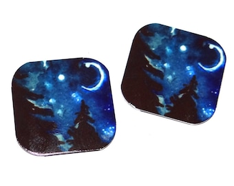 Metal Faux Tin Night Sky Earring Charms Handmade 16mm 5/8" MM1-3