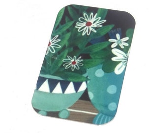 Faux Tin Flower Pot Plants Pendant Handmade 32mm 1.25" MM5-4