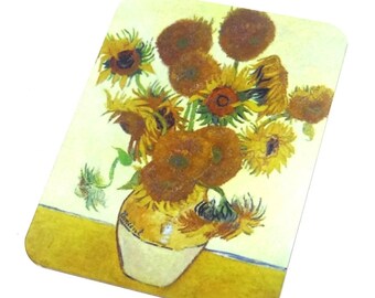 Metal Faux Tin Van Gogh Sunflowers Pendant Handmade 45mm 1.8" MM7-4