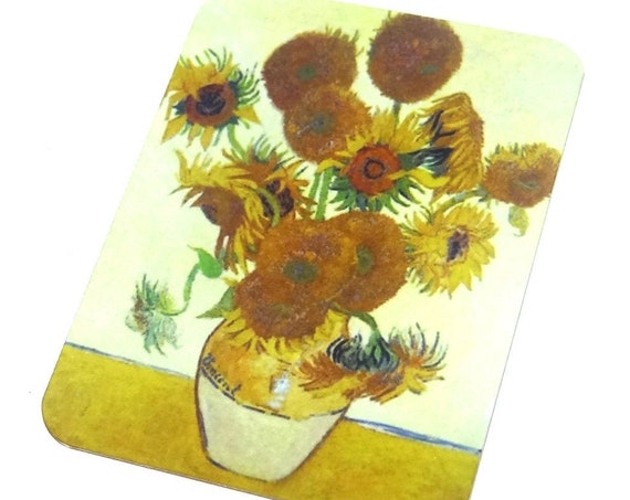 Metal Faux Tin Van Gogh Sunflowers Pendant Handmade 45mm 1.8" MLP7-4