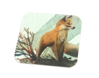 Faux Tin Fox Charm Pendant Handmade 25mm 1" Square MM4-1