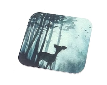 Faux Tin Deer Charm Pendant Handmade Animal Wildlife Forest 25mm 1" Square MM4-1