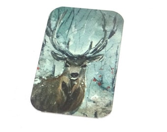 Faux Tin Stag Pendant Charm Handmade Animal Wildlife 32mm 1.25" MM5-2