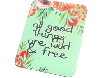 Faux Tin Quote Pendant Handmade Floral 45mm 1.8" MM7-2
