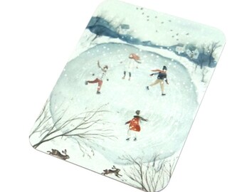 Winter Scene Pendant Handmade Faux Tin 45mm 1.8" MM7-4