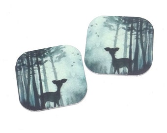 Faux Tin Deer Earring Charms Handmade Animal Wildlife 16mm 5/8" MM2-3