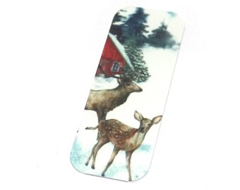 Faux Tin Deer Winter Charm Pendant Handmade Animal  Christmas 40mm 1.6" MM6-1