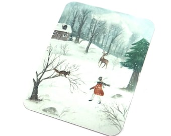 Winter Scene Pendant Handmade Faux Tin 45mm 1.8" MM7-4