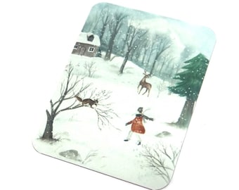 Winter Scene Pendant Handmade Faux Tin 45mm 1.8" MLP7-4