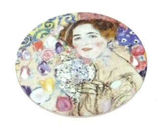 Faux Tin Klimt Pendant Charm Handmade 1" 25mm MM8-1