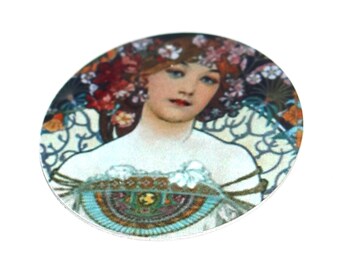 Faux Tin Mucha Pendant Handmade Faux Tin 1" 25mm MC8-2