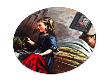 Faux Tin Red Riding Hood Pendant Handmade Faux Tin 1" 25mm MM8-2
