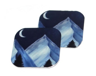 Faux Tin Mountain Moon Charms Handmade Faux Tin 16mm 5/8" MM2-2