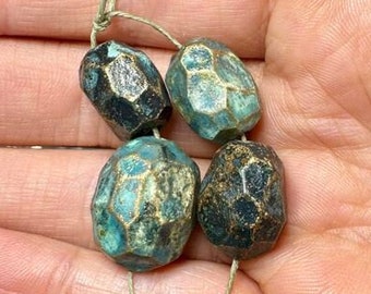 Porcelain Faceted Patina Beads Metallic 15-20mm