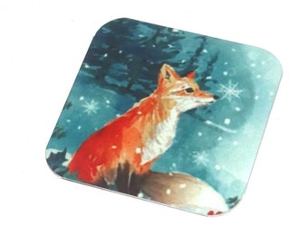 Faux Tin Fox Charm Pendant Handmade Animal Wildlife 25mm 1" Square MM4-1