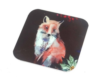 Faux Tin Fox Charm Pendant Handmade Animal Wildlife 25mm 1" Square MSQ4-1