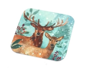 Faux Tin Deer Stag Charm Pendant Handmade Animal Wildlife 25mm 1" Square MM4-1