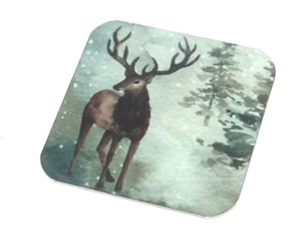 Faux Tin Stag Charm Pendant Handmade 25mm 1" Square MM4-1