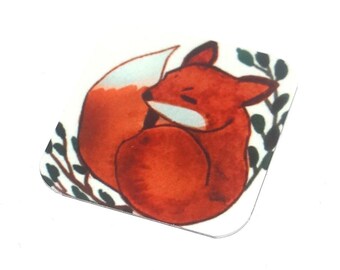 Faux Tin Fox Charm Pendant Handmade Animal Wildlife 25mm 1" Square MM4-1