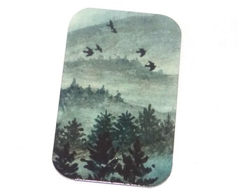 Faux Tin Forest Birds Pendant Handmade 32mm 1.25" MM5-1