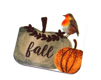 Metal Pumpkin Fall Charm Pendant Handmade 25mm 1" Square MM4-2