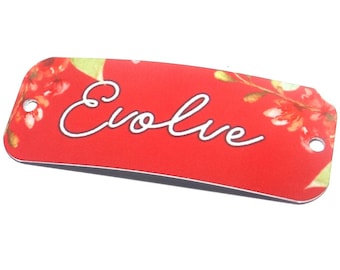 Faux Tin Quote Bracelet Bar Cuff Handmade Flowers Floral 40mm 1.6" MM3-2