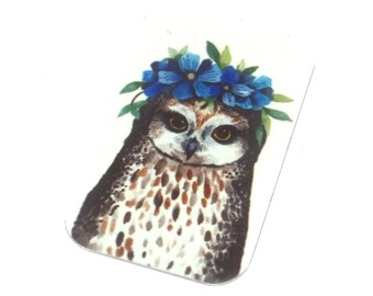 Faux Tin Owl Pendant Handmade 32mm 1.25" MM5-3