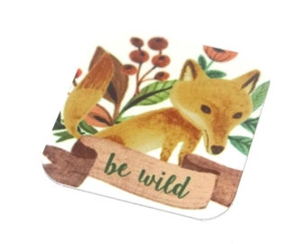 Faux Tin Fox Charm Pendant Handmade 25mm 1" Square MM4-1