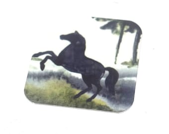 Faux Tin Horse Pendant Handmade Animal Wildlife 25mm 1" Square MM4-1