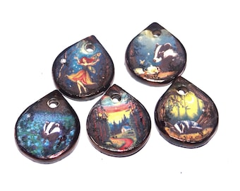 Ceramic Set Of Animal Charms Handmade Focal Porcelain 18mm PP9-4