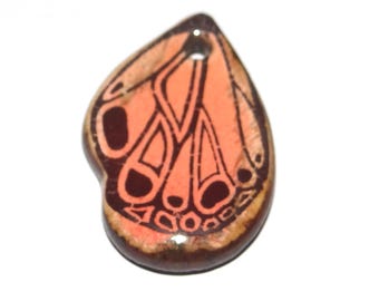 Ceramic Butterfly Wing Pendant Handmade Focal Porcelain 30mm BB10-2