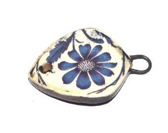 Ceramic Floral Bracelet Bar Cuff Connector Porcelain 28mm PP9-1