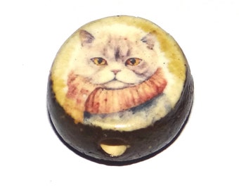 Ceramic Cat Focal Bead Handmade Pottery Beads 20mm PP2-1