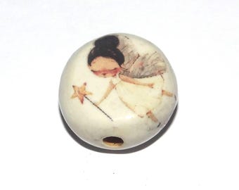 Ceramic Fairy Focal Bead Handmade Pottery Beads 17mm PP6-1