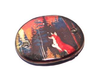Ceramic Fox Bracelet Bar Cuff Porcelain 25mm PP4-4