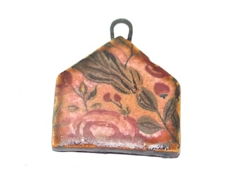Ceramic Flower Pendant Handmade Focal Porcelain 27mm PP1-3