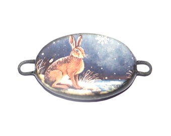 Ceramic Hare Bracelet Bar Cuff Porcelain 35mm CC6-4