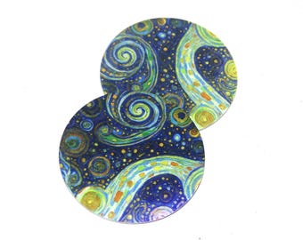 Faux Tin Cosmic Skies Charms Handmade 25mm 1" MM8-3