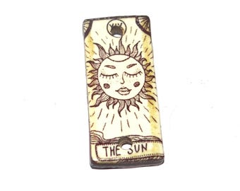 Ceramic Sun Pendant Handmade Focal Porcelain 30mm CC7-1
