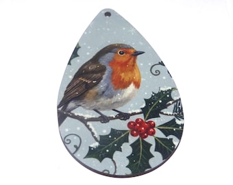 Wooden Christmas Tree Decoration Winter Pendant Handmade 65mm MM2-1