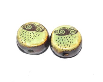 Ceramic Rain Cloud Beads Pair Porcelain 15mm CC10-2