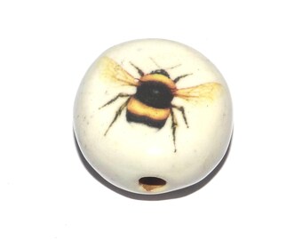 Ceramic Bee Focal Bead Handmade Pottery Beads 17mm PP6-1