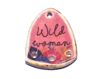 Ceramic Quote Pendant Handmade Focal Porcelain 30mm CC7-1