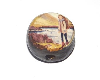 Ceramic Horse Lady Focal Bead Handmade Pottery Beads 16mm BB1-2