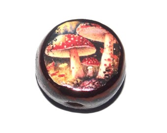Ceramic Mushroom Focal Bead Handmade Pottery Beads 18mm PP7-2
