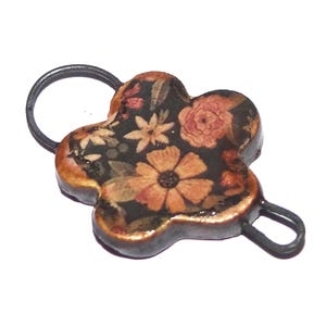Ceramic Floral Bracelet Bar Cuff Connector Porcelain 24mm PP9-1
